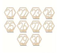 Numeri per Tavoli 10PCS Wooden Table Number Plate 1-40 Hexagonal Hollow Seat Bar Cafe Wedding Event Party Supplies(21-30)