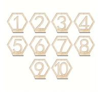 Numeri per Tavoli 10PCS Wooden Table Number Plate 1-40 Hexagonal Hollow Seat Bar Cafe Wedding Event Party Supplies(1-10)