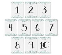 Numeri tavolo matrimonio Eucalipto 1-10 stampati su entrambi i lati - per un ordine organizzato dei tavoli ad ogni festa (1-10, Eucalipto)