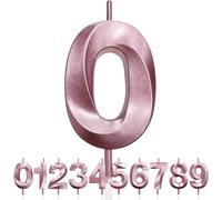 Numero 0 Candela di Compleanno Glitterata Oro Rosa, 3D Design Candele Numero, Decorazioni Cake Topper, Candela per Torta per Festa di Compleanno, Anniversario di Matrimonio, Decorazione di Festa