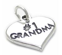 Numero 1 Charm in argento sterling cuore della nonna .925 x 1 Cuori d'amore