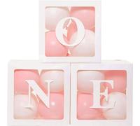 Numero 1 Compleanno Scatola,Scatola Decorazione Baby Scatola 1 Compleanno,Baby Shower Decorazioni,Scatola Palloncini Baby Shower,Scatole di Palloncini per Decorazioni (Rosa)