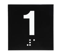 Numero 1 per Sala Visite, 8\"x8\" con Braille, Bianco su Nero