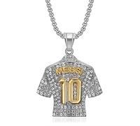 Numero 10 Collana da calcio in jersey - Ciondolo per uomini, gioielli fascino con rocce per calciatori