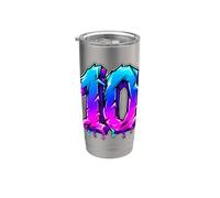 Numero 10 Graffiti gocciolanti Compleanno Sport Grado Dieci Bicchiere termico in acciaio inox doppia parete