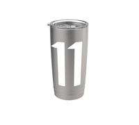 Numero 11 in bianco Bicchiere termico in acciaio inox doppia parete