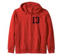 Numero 13 College Sports Team testo nero Felpa con Cappuccio