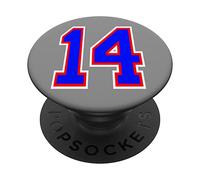 Numero 14 in rosso bianco e blu PopSockets PopGrip Adesivo