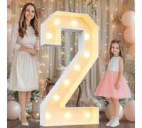 Numero 2 luminoso per tendone con numeri 2, spesso e robusto, grande luce a LED incandescente, riutilizzabile, decorazione per interni per feste, bar, camera da letto, matrimoni, compleanni, vacanze