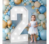 Numero 2 per tendone alto 1,2 m, grande sfondo luminoso in cartone espanso, compleanno, laurea, baby shower, decorazione per feste per interni ed esterni, 2,120 cm