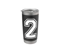 Numero 2 Varsity Style Bold Sport Compleanno Bicchiere termico in acciaio inox doppia parete