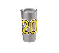 Numero 20 in Giallo Bicchiere termico in acciaio inox doppia parete