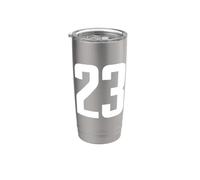 Numero 23 in bianco Bicchiere termico in acciaio inox doppia parete