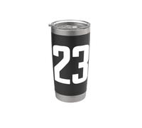 Numero 23 in bianco Bicchiere termico in acciaio inox doppia parete