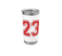Numero 23 in Rosso Bicchiere termico in acciaio inox doppia parete