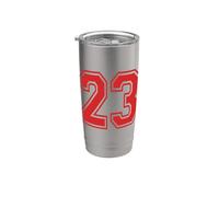 Numero 23 in Rosso Bicchiere termico in acciaio inox doppia parete