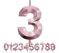 Numero 3 Candela di Compleanno Glitterata Oro Rosa, 3D Design Candele Numero, Decorazioni Cake Topper, Candela per Torta per Festa di Compleanno, Anniversario di Matrimonio, Decorazione di Festa