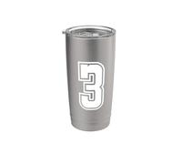 Numero 3 Varsity Style Bold Sport Compleanno Bicchiere termico in acciaio inox doppia parete