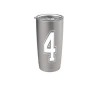 Numero 4 Varsity Style Bold Sport Compleanno Bicchiere termico in acciaio inox doppia parete