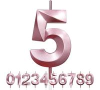 Numero 5 Candela di Compleanno Glitterata Oro Rosa, 3D Design Candele Numero, Decorazioni Cake Topper, Candela per Torta per Festa di Compleanno, Anniversario di Matrimonio, Decorazione di Festa