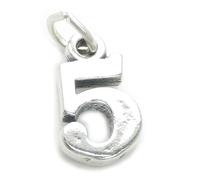 Numero 5 Cinque charm in argento sterling .925 x 1 Numbers charms pendenti
