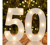 Numero 50 con luce LED bianca calda, decorazione per compleanno per ragazze e ragazzi, centrotavola e sfondo, decorazione da parete, cartello illuminato per anniversario di matrimonio, regalo per lei
