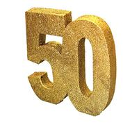 Numero 50 glitter decorazione da tavolo oro | Centrotavola | Decorazioni per la tavola | Decorazioni per il 50° compleanno | Decorazioni per anniversario di matrimonio d'oro | Confezione da 1 | 20 cm