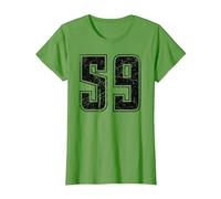 Numero 59 Tshirt Invecchiato Grunge Vintage Jersey Team Fan Maglietta, Donna, Erba, L