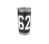 Numero 62 Varsity Style Bold Sport Compleanno Bicchiere termico in acciaio inox doppia parete