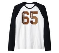 Numero 65 Vintage per Tifosi Sportivi Maglia con Maniche Raglan