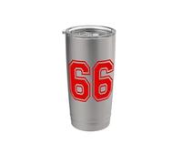 Numero 66 Rosso Stile Squadra Sportiva Bicchiere termico in acciaio inox doppia parete