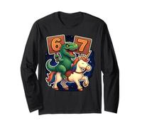 Numero 67 Sei Sette Divertente Dinosauro Unicorno Meme Gen Alpha Maglia a Manica