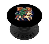 Numero 67 Sei Sette Divertente Dinosauro Unicorno Meme Gen Alpha PopSockets PopGrip Adesivo
