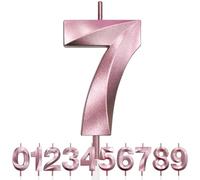 Numero 7 Candela di Compleanno Glitterata Oro Rosa, 3D Design Candele Numero, Decorazioni Cake Topper, Candela per Torta per Festa di Compleanno, Anniversario di Matrimonio, Decorazione di Festa
