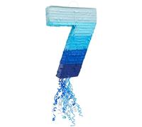 Numero 7 Pull String Pinata per ragazzi 7° compleanno Party Ombre Blue (46,5 x 25,35 pollici)