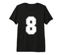 Numero 8 Atletico Varsity Block Monogramma a cifra Singola Maglietta Premium
