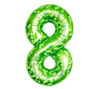 Numero 8 verde Palloncino - Pixel Verde, Decorazioni Feste Compleanno Ragazzi e Ragazze -Tema Videogiochi, Anniversario - Decorazioni Feste Compleanno