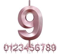 Numero 9 Candela di Compleanno Glitterata Oro Rosa, 3D Design Candele Numero, Decorazioni Cake Topper, Candela per Torta per Festa di Compleanno, Anniversario di Matrimonio, Decorazione di Festa