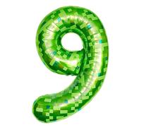 Numero 9 verde Palloncino - Pixel Verde, Decorazioni Feste Compleanno Ragazzi e Ragazze -Tema Videogiochi, Anniversario - Decorazioni Feste Compleanno