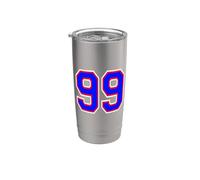 Numero 99 in rosso bianco e blu Bicchiere termico in acciaio inox doppia parete