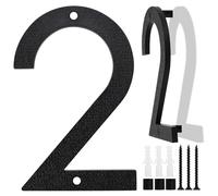 Numero Casa Grande Nero, 20cm, Cartello Numero Casa Galleggiante, Numero di Strada/Porta in Plastica ABS in Effetto 3D per Porte Ufficio, Caselle Postali, Garage - Numero (Numero 2)