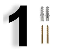 Numero Civico 15/20/25/30cm Stainless Steel House Number Silver Address Sign 0-9 Huisnummer Outdoor Numbers Home Numeros Casa Exterior Big(Black No.1,15cm)