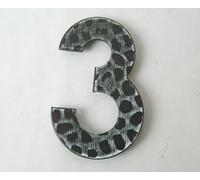 numero civico " 3 " TRE in ferro battuto verniciato nero a muro esterno stabile