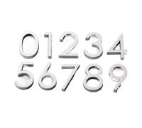 Numero civico 3D adesivo cromato, Set targhe adesive 3D con numeri 0-9 AF multicolore 60x38 mm(E,Silver)