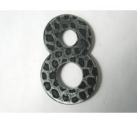 numero civico "8" OTTO in ferro battuto verniciato nero a muro per edificio casa