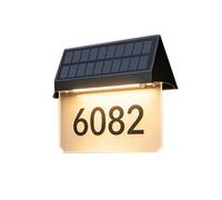Numero civico a energia solare a LED, montaggio a parete, con