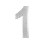 Numero civico, effetto 3D, in acciaio inox spazzolato (V2A), antiruggine e resistente alle intemperie, dimensioni: H 20 cm x P 3 cm, materiale per il montaggioincluso., Multicolore