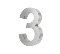 Numero civico, effetto 3D, in acciaio inox spazzolato (V2A), antiruggine e resistente alle intemperie, dimensioni: H 20 cm x P 3 cm, materiale per il montaggioincluso., Multicolore