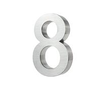Numero civico, effetto 3D, in acciaio inox spazzolato (V2A), antiruggine e resistente alle intemperie, dimensioni: H 20 cm x P 3 cm, materiale per il montaggioincluso., Multicolore