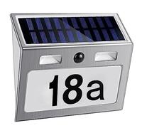 Numero Civico Esterni con Sensore di Movimento, Numero Civico Solare con 7 LED, in Acciaio Inox, IP44, Angolo di Illuminazione 120°, con Interruttore, Numeri 0-9, Lettere a-f